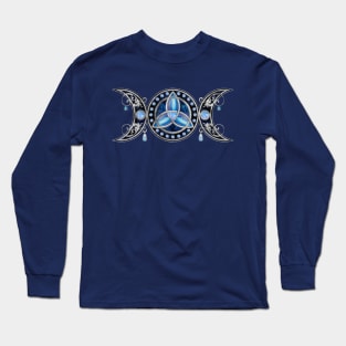 Triple Moon Triquetra Ornament with Moonstone Long Sleeve T-Shirt